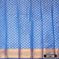 Blue and Gold Zariwork Art Pattu Pavadai Material