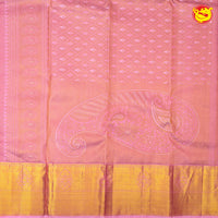 Peachish pink with light pink pure kanjivaram silk saree - Thenianantham