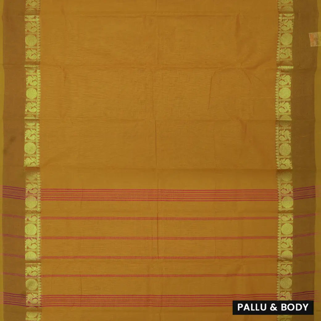 Mustard Yellow Pure Chettinad Cotton Saree without Blouse