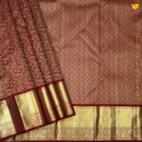 Dark Maroon With Floral Motifs Gold Zari Border Pure Kanjivaram Subhalaya Wedding Silk Saree - Thenianantham