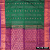 Green with Purple Soft Silk Saree