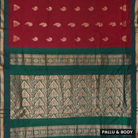 Red  With  Green  Premium Quality Kalyani Cotton Saree  