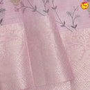 Baby pink linen tissue saree with embroidery - Thenianantham