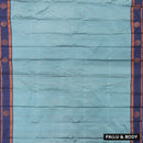 Light Sky Blue With Navy Blue Border  Arani Silk Saree