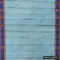 Light Sky Blue With Navy Blue Border  Arani Silk Saree