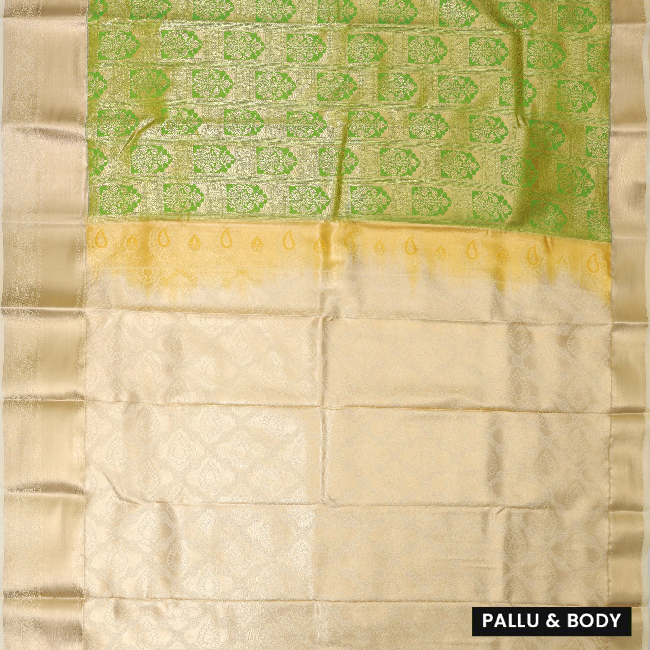 Pista Green and Cream colors Art Silk Saree