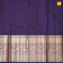 Mustard With Purple Checked Motifs Copper Zari Long Border Pure Kanjivaram Soft Silk Saree - Thenianantham