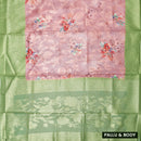 Peach with Green Semi Burberry Silk Saree