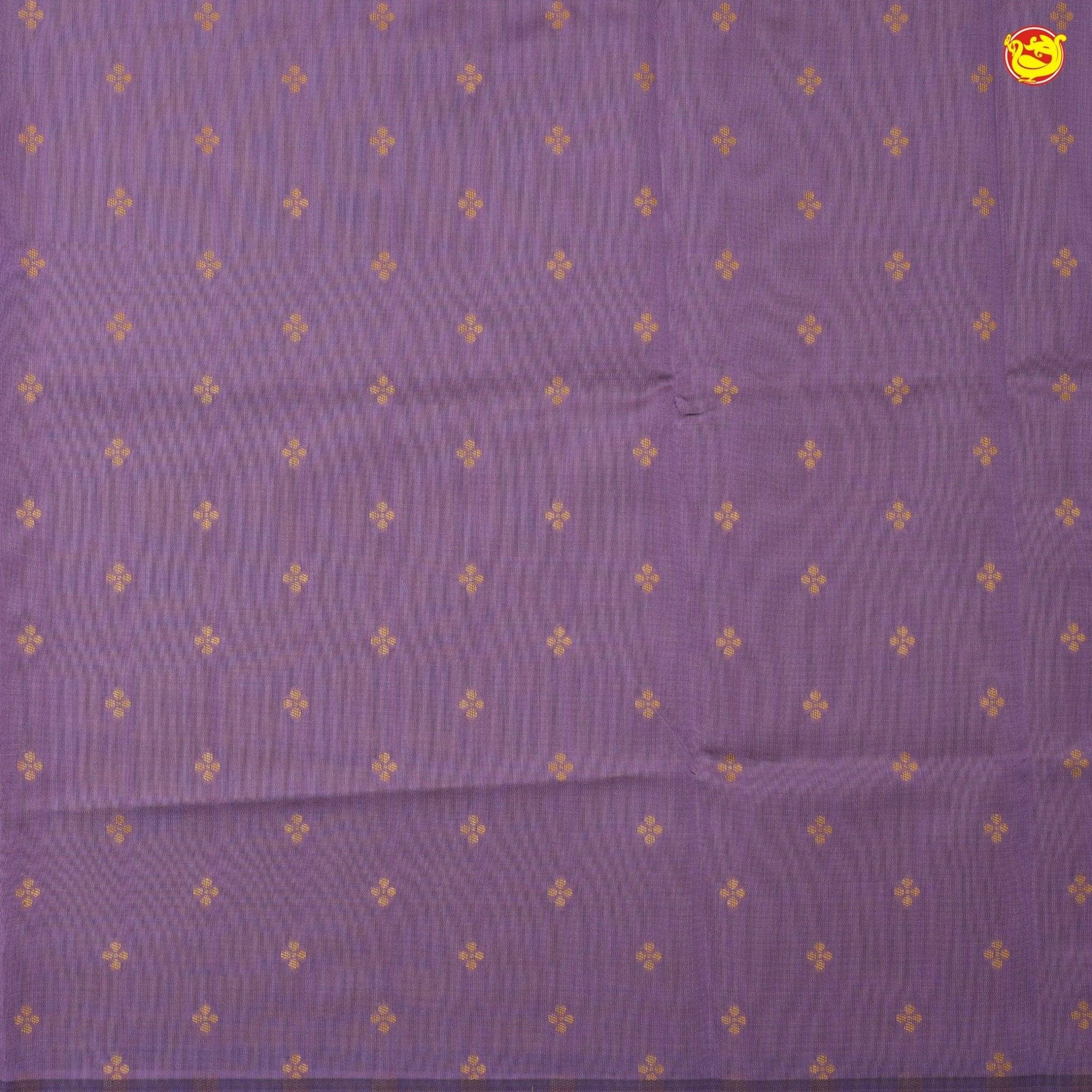 Mustard With Violet Floral Design Copper Zari Semi Silk Set Sarees - Thenianantham