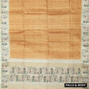 Sandal with cream color Semi Chanderi Silk Saree