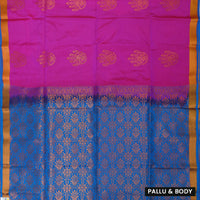 Pink With  Blue Soft Silk Saree