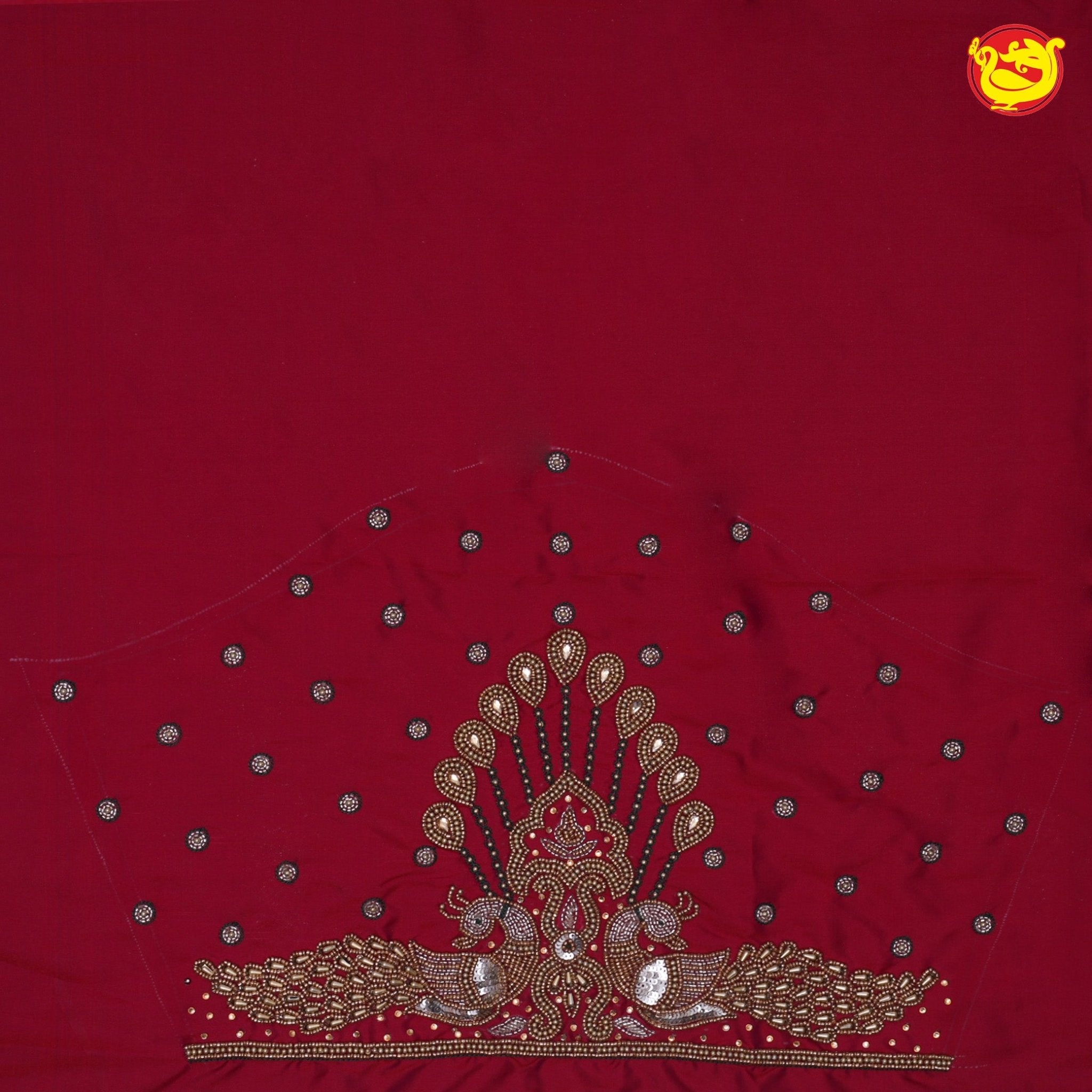 Maroon Bridal Aariwork Blouse - Thenianantham