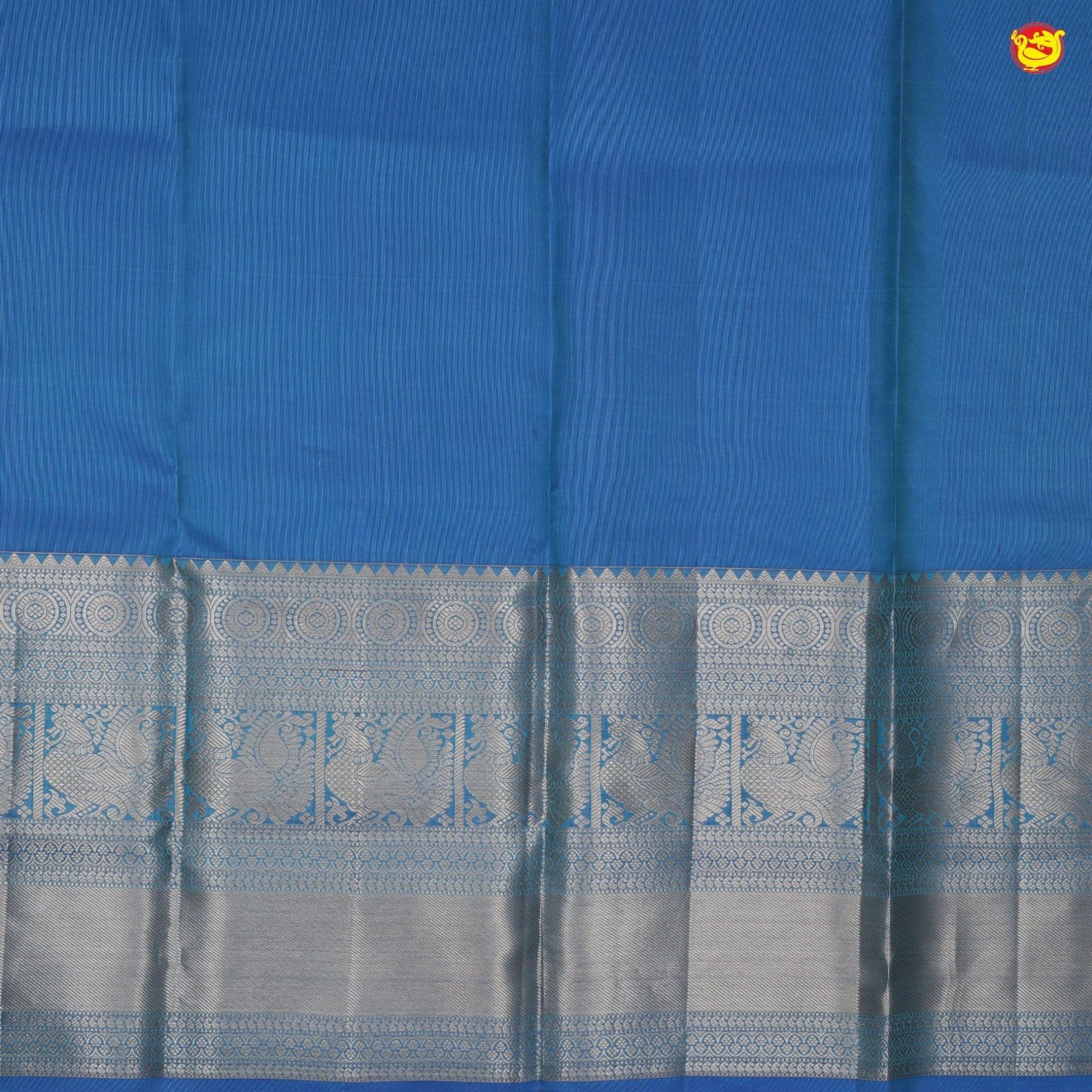 Sky blue with greyish blue border subhalaya pure silk saree - Thenianantham