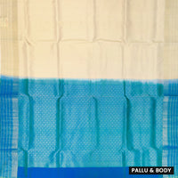 Cream with Vibrant Blue Soft Silk Saree