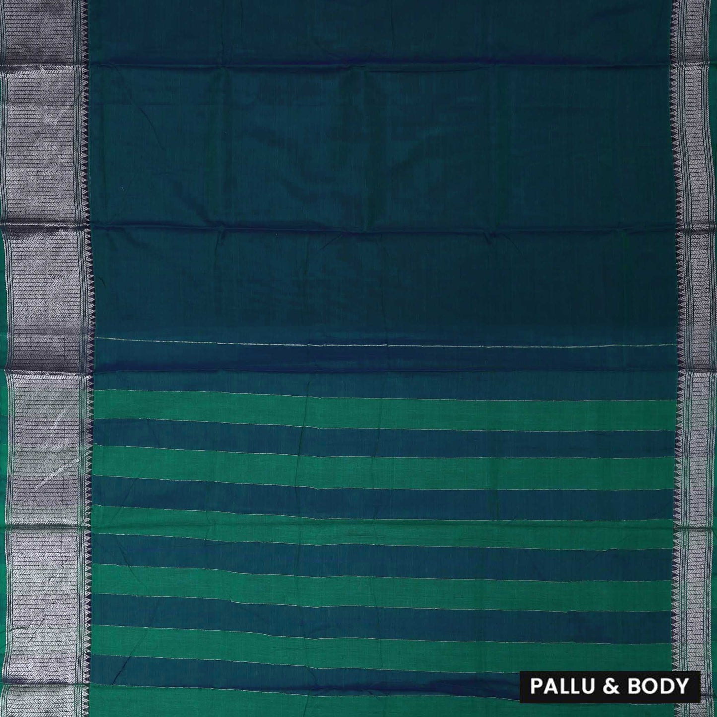 Green Colour Traditional Narayanpet Cotton Saree with Contrast Border