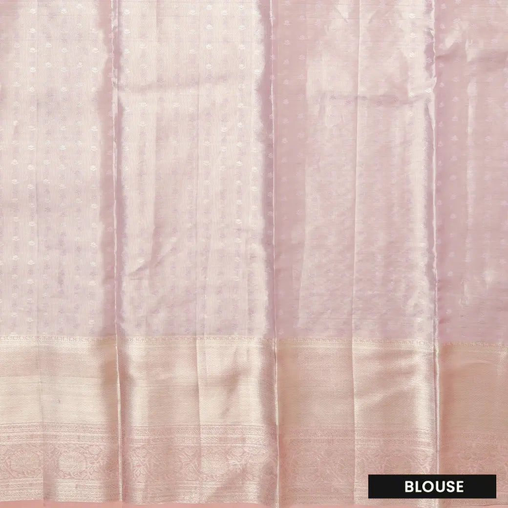 Baby Pink Tissue Wedding Silk Saree