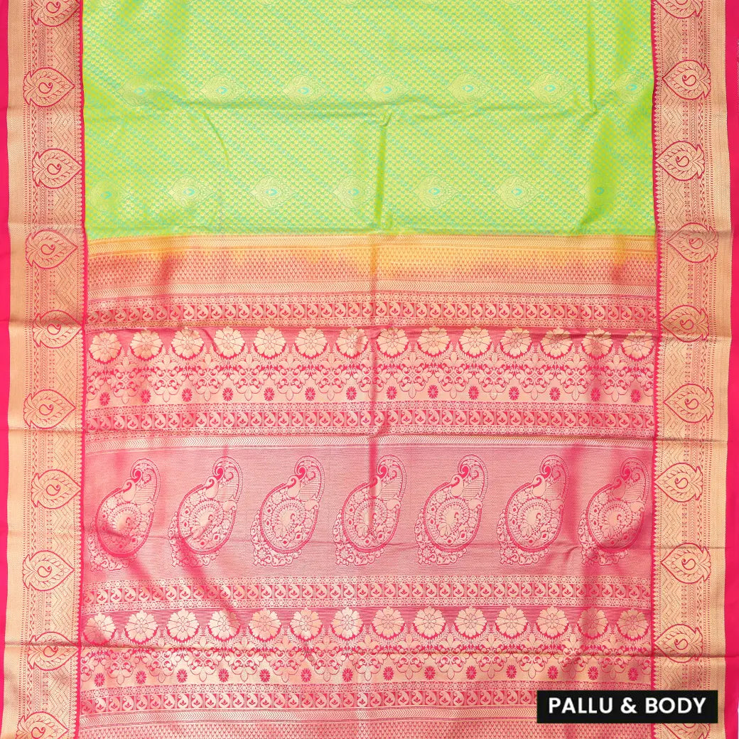 Light Green with Pink Art Silk Saree