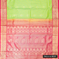 Light Green with Pink Art Silk Saree