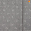 White and Light Grey Organza Silk With Hand Embroidered Mirror Work Saree - Thenianantham