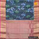 Blue & Green With Magenta Digital Print Soft Silk Saree - Thenianantham