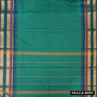 Green With Multi – Colored Borders Pure Chettinad Cotton Saree with Blouse