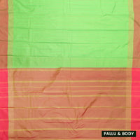 Bright Green with Light Brown Arani Fancy Silk Saree