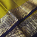 Lime Green with Navy Blue Soft Silk Saree