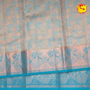 Light Blue Wedding Silk Saree With Peacock Blue Pallu - Thenianantham