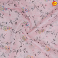 Baby pink linen tissue saree with embroidery - Thenianantham