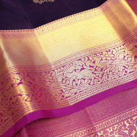 Deep Purple With Magenta Purple Copper Zari Border Soft Silk Saree