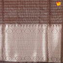 Yellow With Dark Brown Stripes Design Semi Silk Blend Saree With Double Blouse Concept