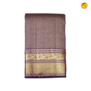 Dark Purple Checked Motifs Gold Zari Border Pure Kanjivaram Subhalaya Wedding Silk Saree - Thenianantham