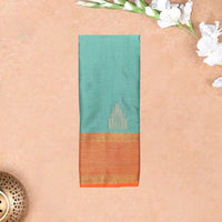 Teal Green With Orange Border  Arani Silk Saree