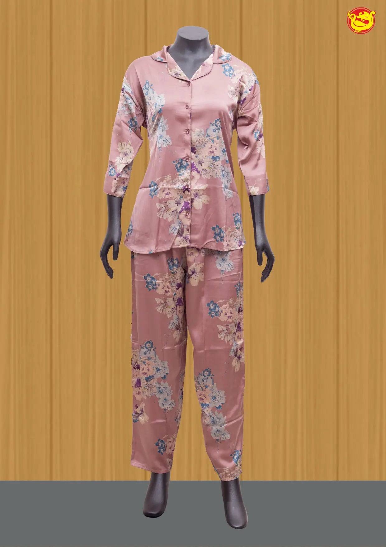 Peach Women Night Suit Printed