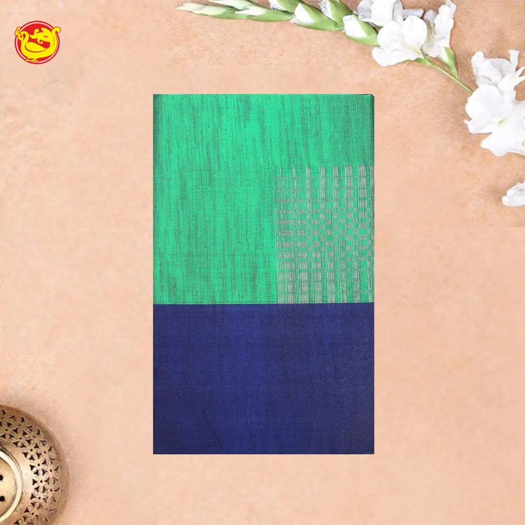 Green with Royal blue Soft Silk Saree