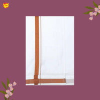White with Gold Fancy Border Single Layer Cotton Men’s Dhoti