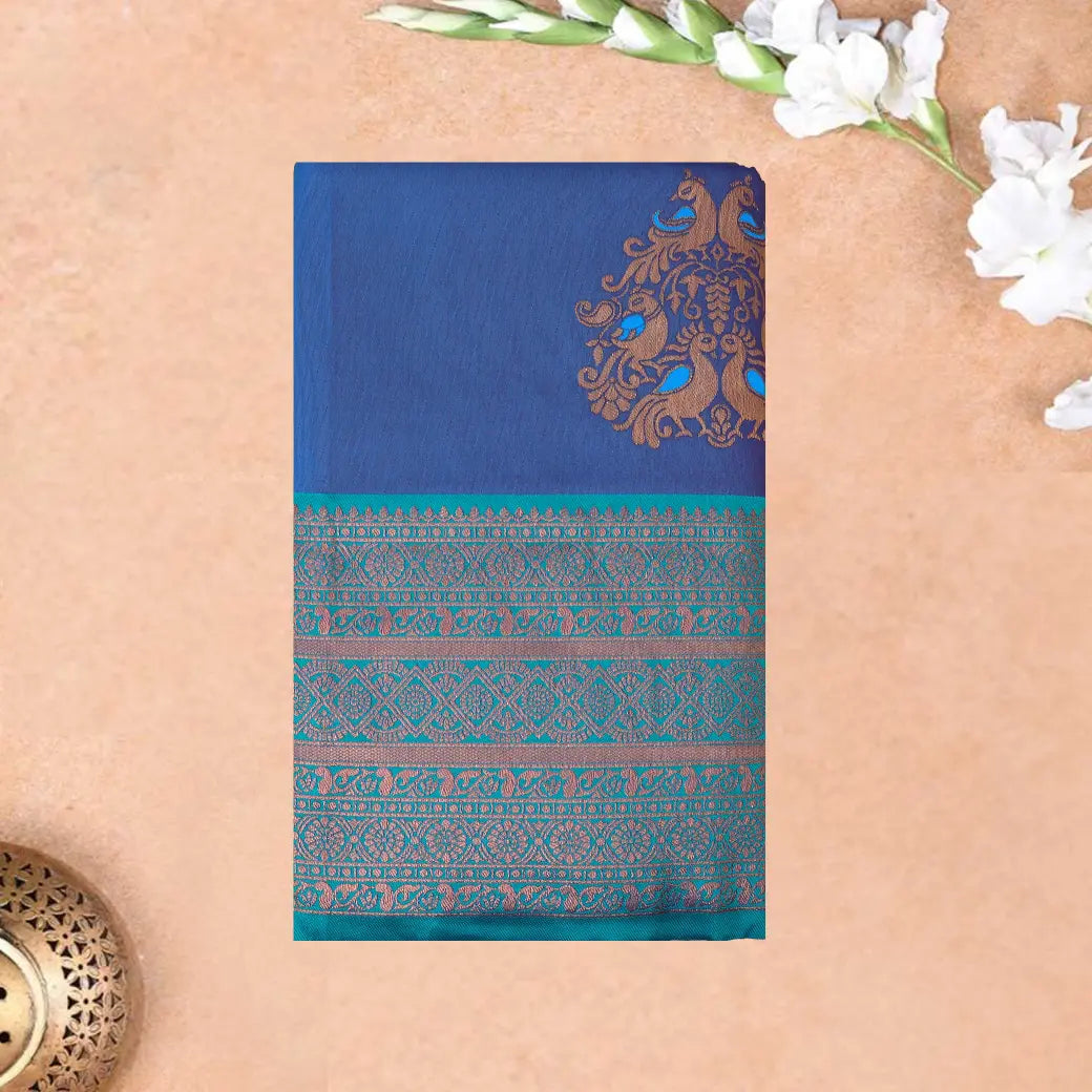 Purple with Blue Soft Silk Saree