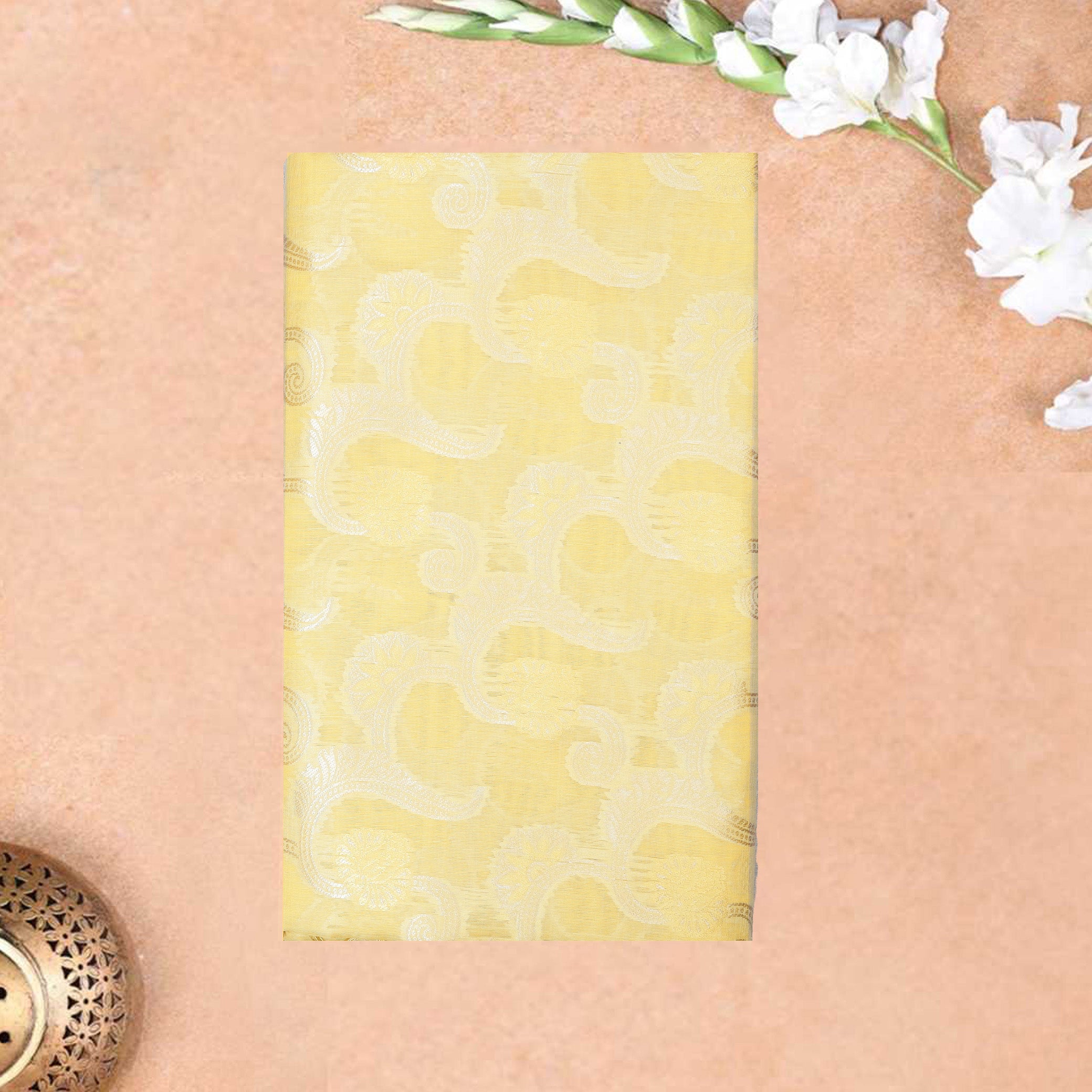 Yellow Colour Fancy Weaving Saree