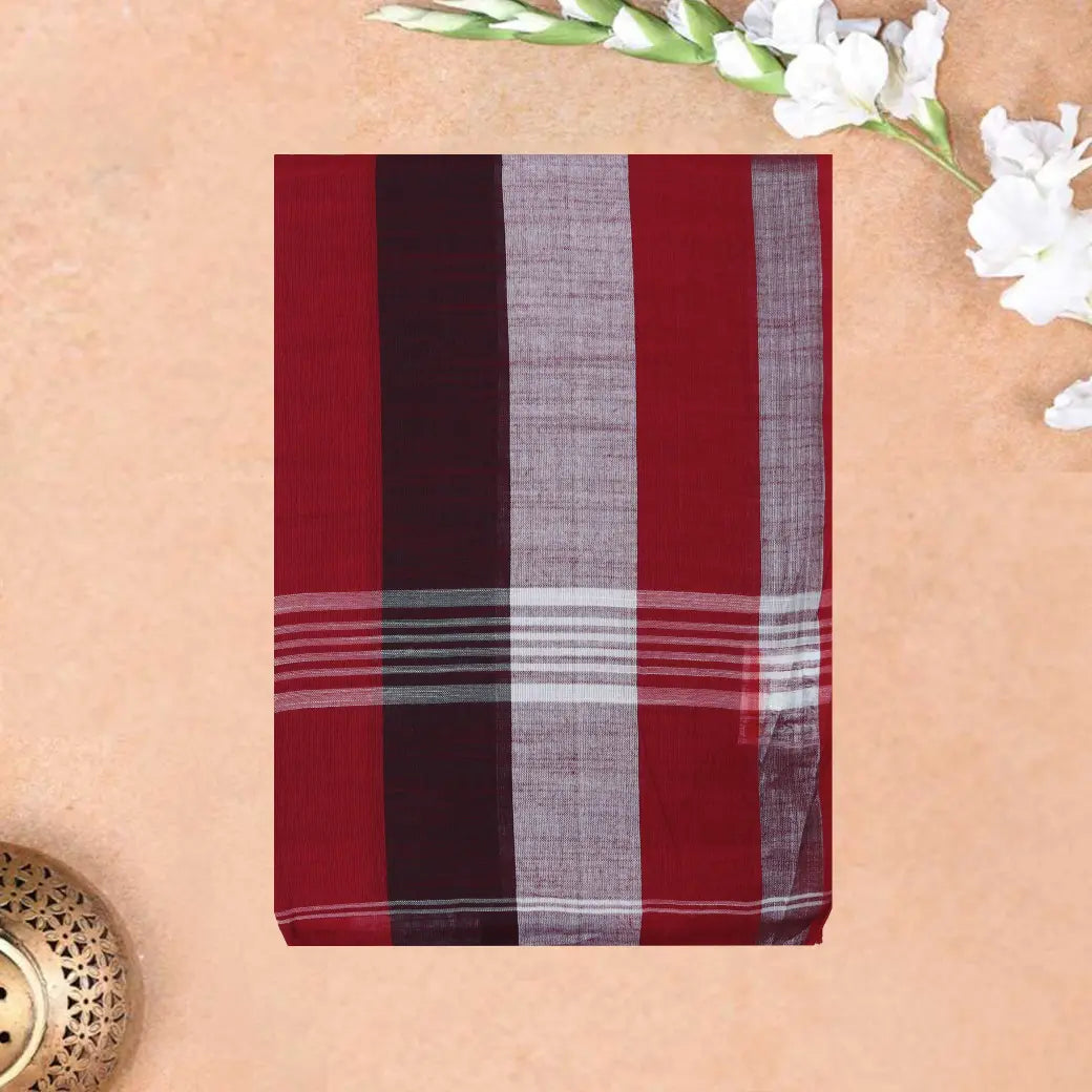 Multicolor Checked Linen Cotton Saree