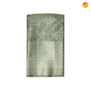 Silver With Bottle Green Floral Motifs Silver Zari Border Pure Kanjivaram Subhalaya Wedding Silk Saree - Thenianantham