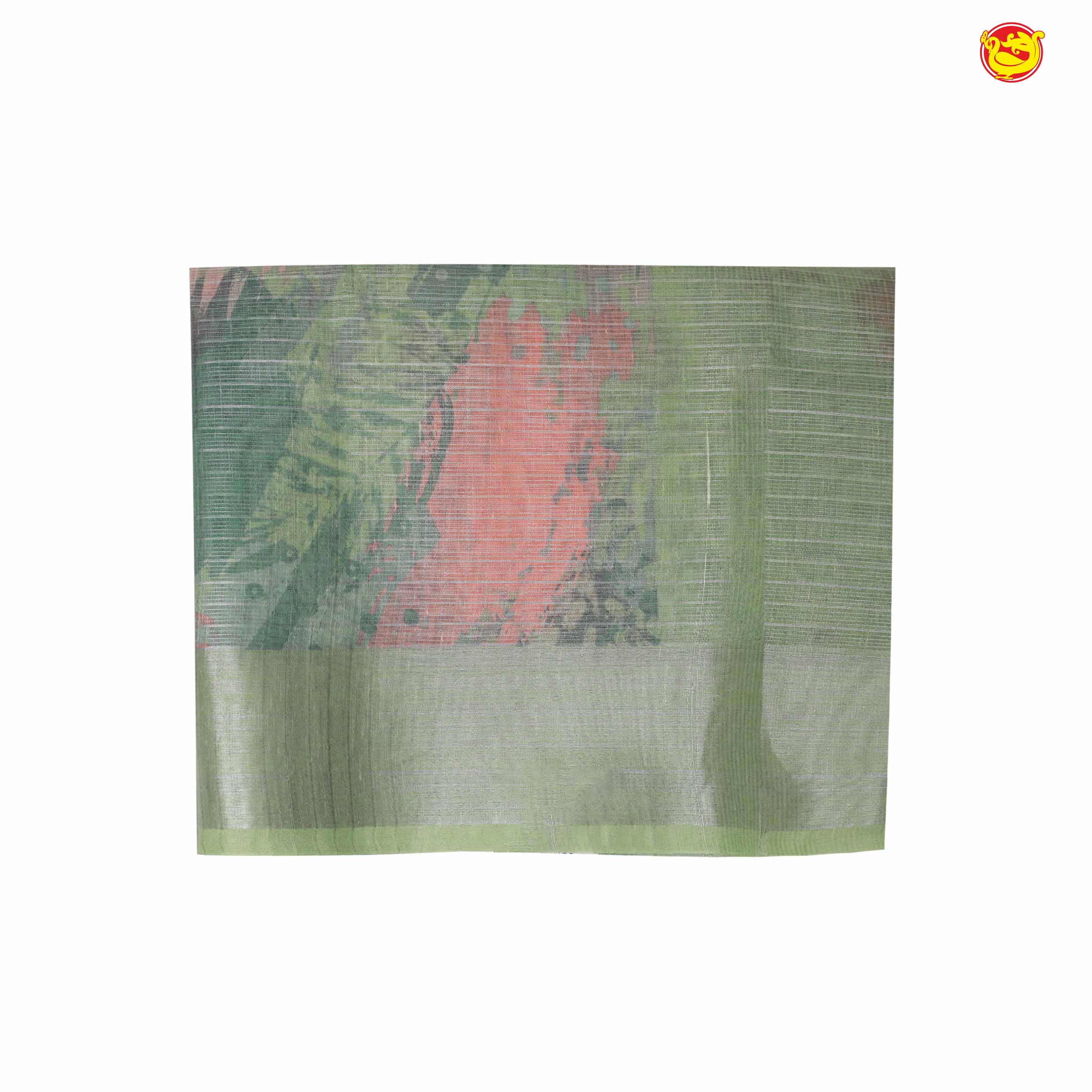 Light Green with Silver Border Tissue Checks With Floral Digital Prints saree