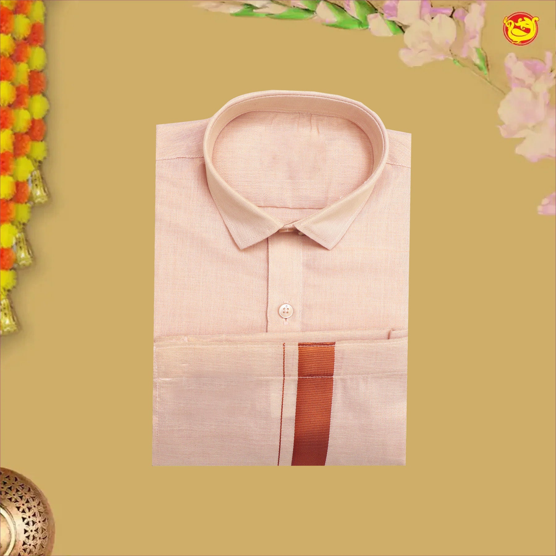 Light Cyan Blue Tissue  Boy’s  Readymade Shirt And Dhoti Set