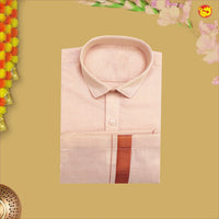 Light Cyan Blue Tissue  Boy’s  Readymade Shirt And Dhoti Set