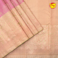 Peach Wedding Silk Saree With Sandal Pallu - Thenianantham