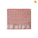 Pink and Gold Mixed With Gold Zari Border With Beads Handwork Floral Design Tissue Crush saree - Thenianantham