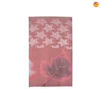 Red Wood With Silver Floral Leaf Motifs and Leaf Border Yuvana Pure Soft Silk Saree - Thenianantham