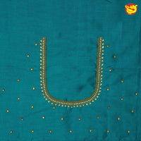 Peacock Blue Bridal Aariwork Blouse - Thenianantham