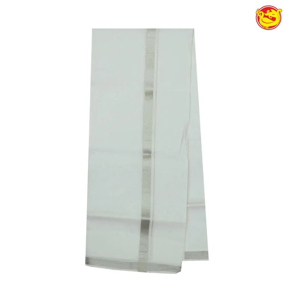 White mens dhoti with silver border