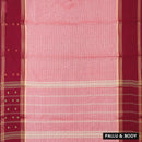 Light Pastel Pink with Maroon Small Checked Pattern Pure Chettinad Cotton Saree without Blouse