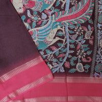 Dark Brown with Pink My sore Silk Saree